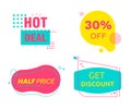 Hot Deal Sale Set of Tags Icons and Signs with Typography for Half Price Offer. Cards Banners or Logo Royalty Free Stock Photo