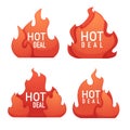 Hot deal, shine and glossy vector flame banner