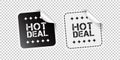 Hot deal sticker. Black and white vector illustration