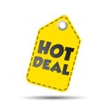 Hot deal yellow hang tag. Vector illustration