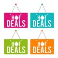 Hot Deals hanging Door Sign. Eps10 Vector. Royalty Free Stock Photo