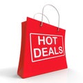 Hot Deals On Shopping Bags Shows Bargains Sale Royalty Free Stock Photo