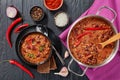 Hot chili con carne in bowl Royalty Free Stock Photo