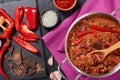 Hot delicious chili con carne, close-up Royalty Free Stock Photo