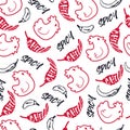 Hot Delicious Spicy Chicken Meat Dish Vector Graphic Seamless Pattern