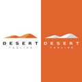 Hot desert and dunes abstract logo template vector design with cactus showing sand dunes isolated background Royalty Free Stock Photo