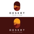 Hot desert and dunes abstract logo template vector design with cactus showing sand dunes isolated background Royalty Free Stock Photo