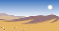 The hot desert. yellow sand dunes blue sky scorching sun Royalty Free Stock Photo