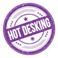 HOT DESKING text on violet indigo round grungy stamp Royalty Free Stock Photo