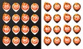 Hot Discount Burning Pins. Black and White Versions, 32 variations. Isolated Vector Objects.