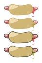 Hot dog beige vector pattern with smoked sausage bun and mustard sauce ketchup object isolated on white background four Royalty Free Stock Photo