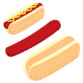 Hot dog, bread, sausage for fast food