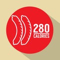 Hot Dog 280 Calories Symbol