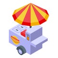 Hot dog cart icon isometric vector. Food seller Royalty Free Stock Photo