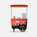 Hot dog cart, kiosk on wheels, retailers, fast snack breakfast, fast food