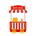 Hot dog cart. Vector illustration. Hotdog street kiosk. Flat design Royalty Free Stock Photo