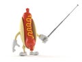 Hot dog character holding pointer stick