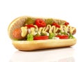 Hot Dog Chicago Style - Fast Food on white Background