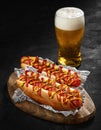 Hot dog with beer Royalty Free Stock Photo