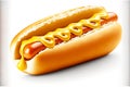 hot dog with delicious sausage with thick mustard sauce isolated on white background Royalty Free Stock Photo