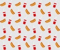 Hot dog and drink pattern background