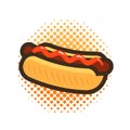 Hot dog, fast food, takeaway logo or icon. Vector illustration Royalty Free Stock Photo