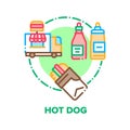 Hot Dog Food Vector Concept Color Illustration Royalty Free Stock Photo