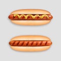 Hot dog grill with mustard Royalty Free Stock Photo