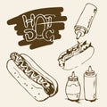 Hot Dog Hand Drawn Illustration