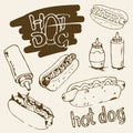 Hot Dog Hand Drawn Illustration