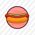 Hot Dog icon, design template, fast food logo, vector illustration Royalty Free Stock Photo