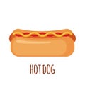 Hot dog icon in flat style isolated on white background Royalty Free Stock Photo