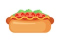 Hot dog icon in flat style isolated on white background Royalty Free Stock Photo