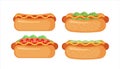 Hot dog icon set in flat style isolated on white background Royalty Free Stock Photo