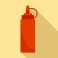 Hot dog ketchup bottle icon, flat style Royalty Free Stock Photo