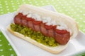 Hot Dog With Ketchup, Relish & Onion Royalty Free Stock Photo