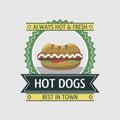 Hot dog label. Vector illustration.