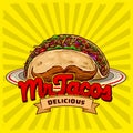 Hot dog with mustache in the plate for street food fast food and junk food restaurant logo Royalty Free Stock Photo