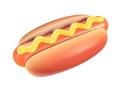 Hot dog with mustard 3d illustration