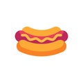 Hot dog with mustard. Fast food flat icon Royalty Free Stock Photo