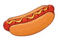 Hot Dog With Mustard Hand Drawing