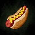 Hot dog with mustard illustration