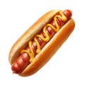 A hot dog with mustard and ketchup on a bun Royalty Free Stock Photo