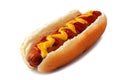 Hot dog with mustard and ketchup isolated on white Royalty Free Stock Photo