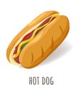Hot dog with mustard and ketchup, street fastfood Royalty Free Stock Photo