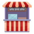 Hot dog outdoor shop icon, cartoon style Royalty Free Stock Photo