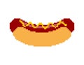 Hot dog pixel art. Fastfood pixelated. Fast food isolated