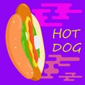 Walking hot dog illustration.