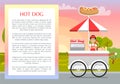 Hot Dog Poster and Text Sample Vector Illustration