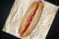 Hot dog ketchup and mustard Royalty Free Stock Photo